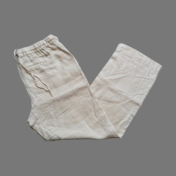 Charter Club Linen Luxury Womens Pant Size M Tan/Natural GUC - Picture 2 of 8